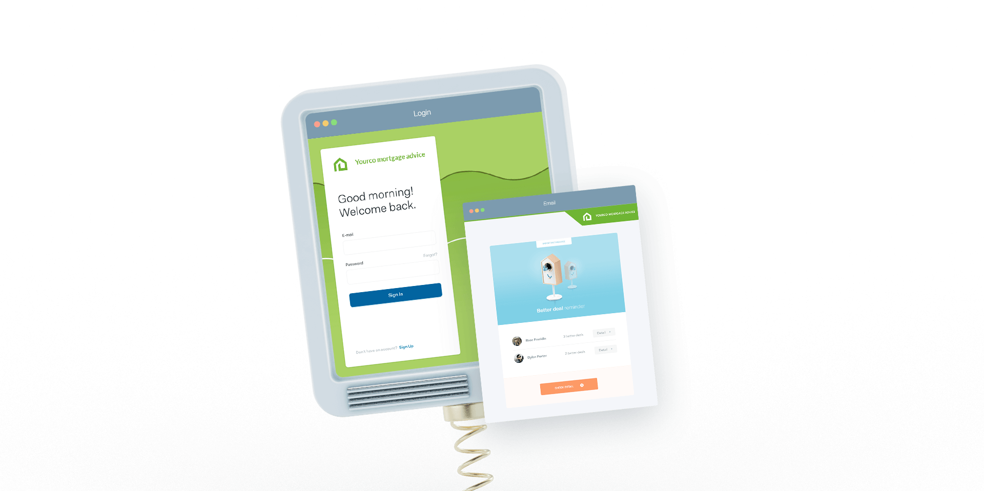 Branded newsletter and login